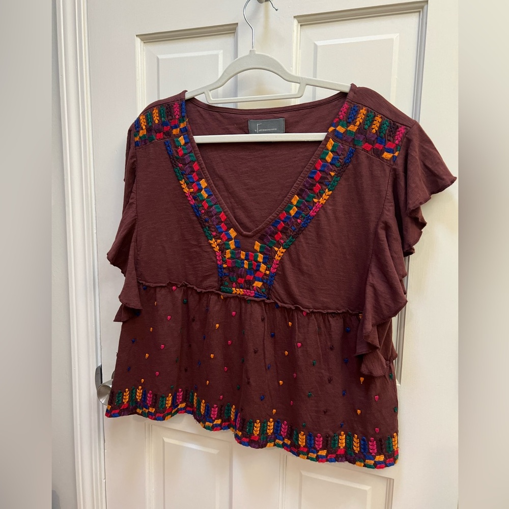 NWOT Anthropologie Embroidered Tee